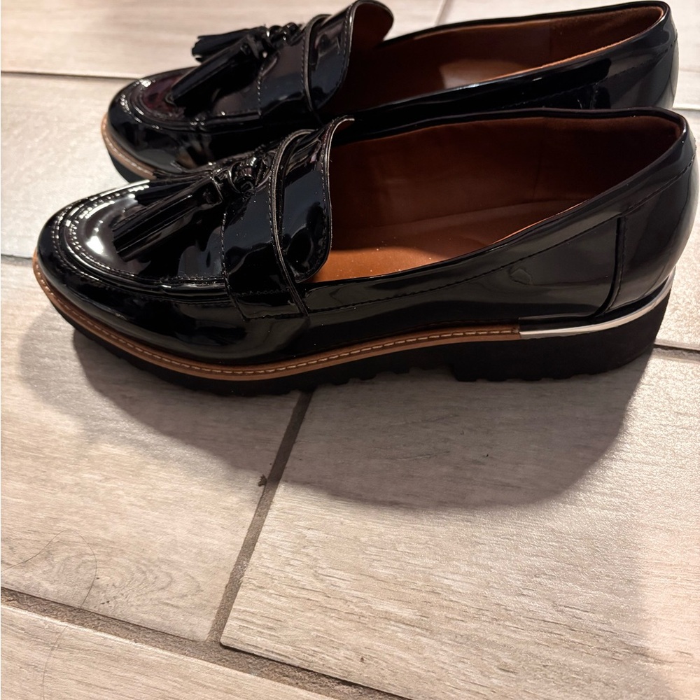 Franco Sarto Black Patent Leather Loafers